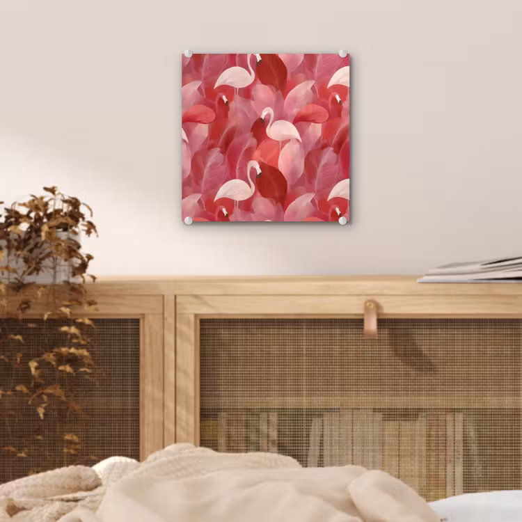 Flamingo - Botanisch - Elegant - Roze - Rood plexiglas 5mm klein 11 -sfeer4