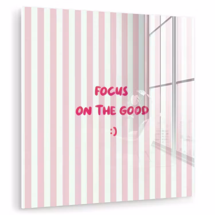 Focus on the good - Strepen - Roze - Smiley plexiglas 5mm klein -zzzproduct_nieuw