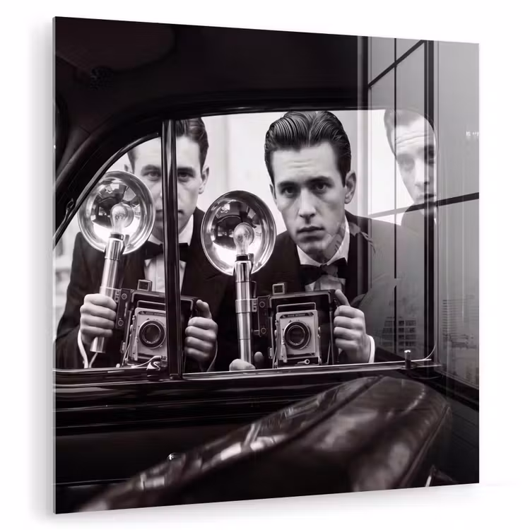 Fotograaf - Camera - Vintage - Journalistiek - Zwart-wit plexiglas 5mm klein -zzzproduct_nieuw