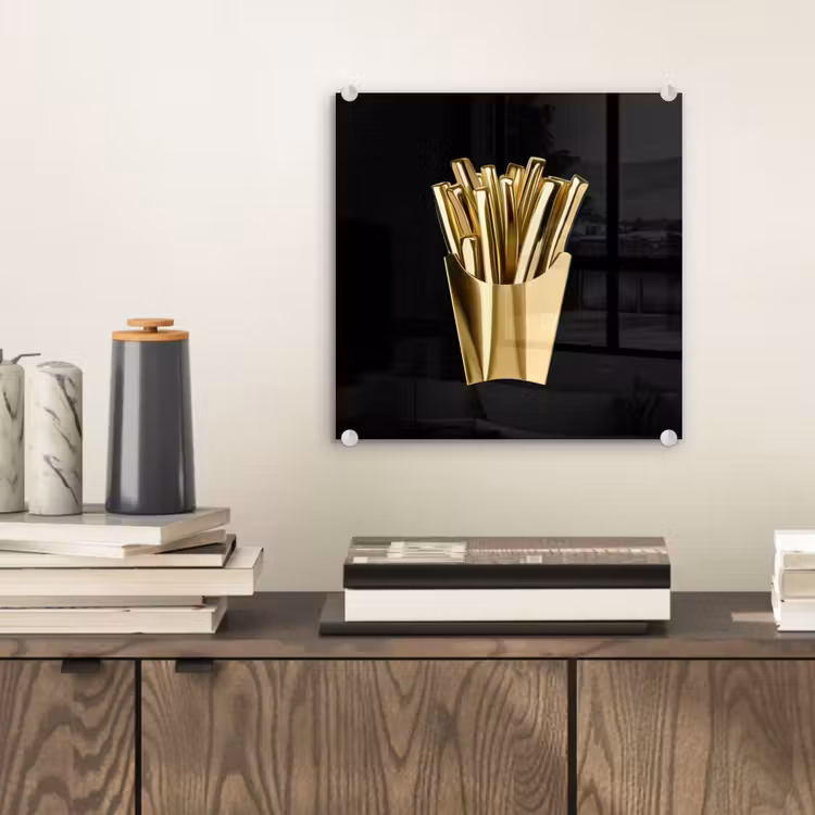 Friet - Goud - Chrome - Eten plexiglas 5mm klein -sfeer1