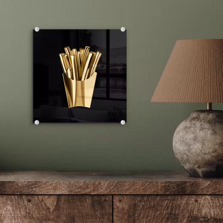 Friet - Goud - Chrome - Eten plexiglas 5mm klein -sfeer3