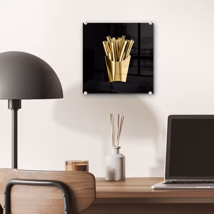 Friet - Goud - Chrome - Eten plexiglas 5mm klein -sfeer6