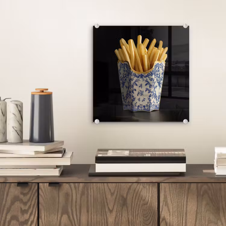 Friet - Porselein - Delfts blauw - Eten plexiglas 5mm klein -sfeer1