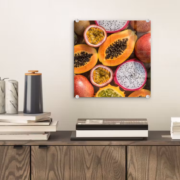 Fruit - Geopend - Tropisch - Eten - Kleurrijk plexiglas 5mm klein -sfeer1