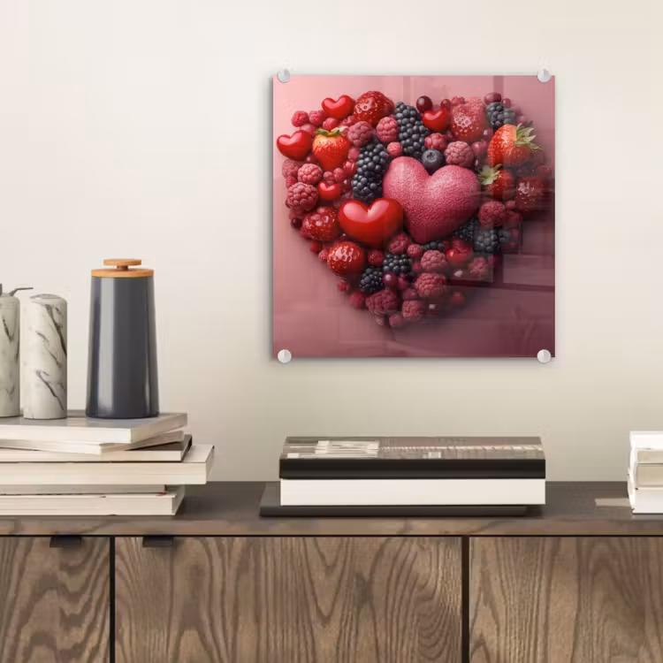 Fruit - Hartjes - Aardbeien - Frambozen - Bosbessen plexiglas 5mm klein -sfeer1