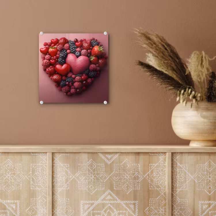 Fruit - Hartjes - Aardbeien - Frambozen - Bosbessen plexiglas 5mm klein -sfeer5
