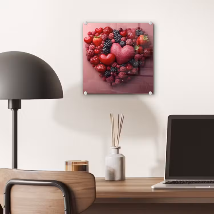 Fruit - Hartjes - Aardbeien - Frambozen - Bosbessen plexiglas 5mm klein -sfeer6