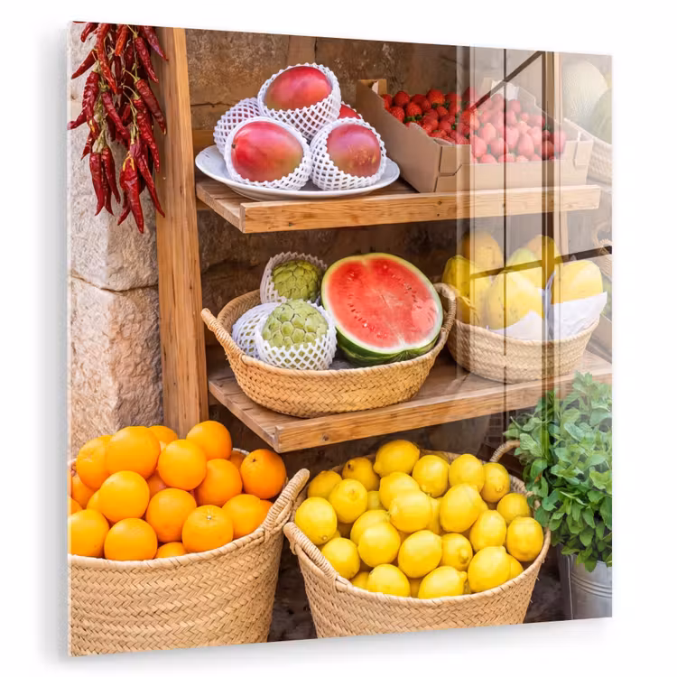 Glas schilderij - Fruit - Markt - Vers - Fruit - Markt - Vers plexiglas 5mm klein
