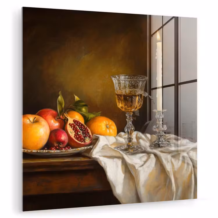 Fruit - Stilleven - Wijn - Kaars plexiglas 5mm klein -zzzproduct_nieuw