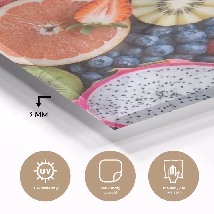 Fruit - Versneden - Kleurrijk - Eten - Gezond plexiglas 5mm klein -sfeer2