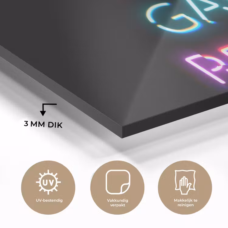 Gaming - Led - Quote - Eat sleep game repeat - Gamen plexiglas 5mm klein -sfeer2