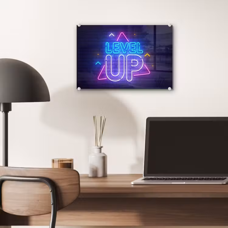Gaming - Neon - Level Up - Quotes - Gamen plexiglas 5mm klein -sfeer6