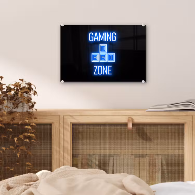 Gaming - Tekst - Gaming zone - Neon - Blauw plexiglas 5mm klein -sfeer4