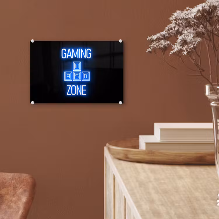 Gaming - Tekst - Gaming zone - Neon - Blauw plexiglas 5mm klein -sfeer5