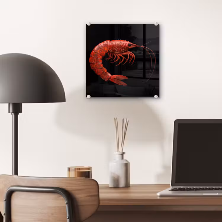 Garnaal - Rood - Dieren plexiglas 5mm klein -sfeer6
