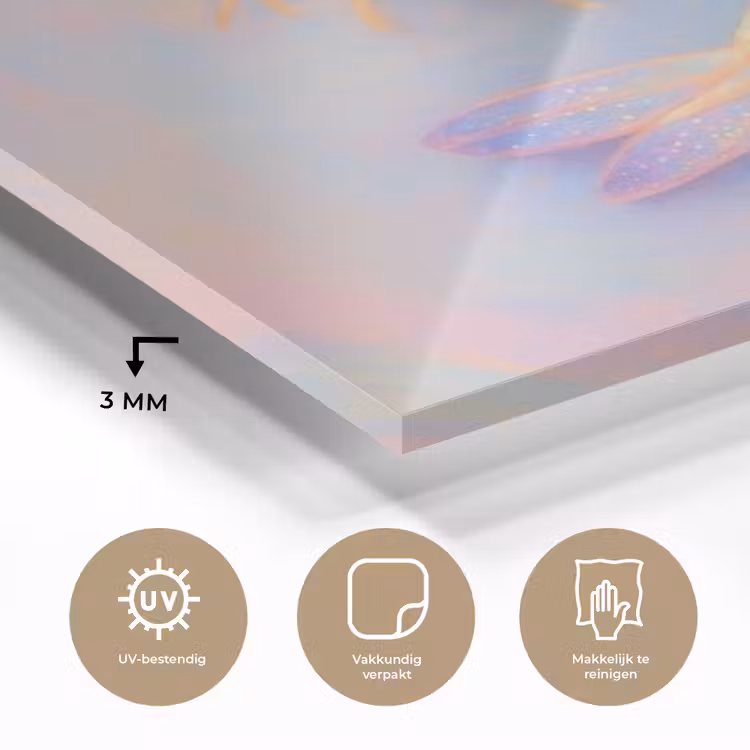 Garnaal - Subtiele structuur - Blauw - Roze plexiglas 5mm klein -sfeer2