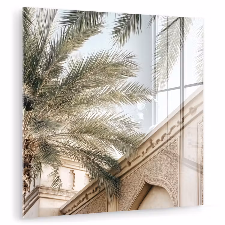 Gebouw - Palmbomen - Beige - Zon plexiglas 5mm klein -zzzproduct_nieuw