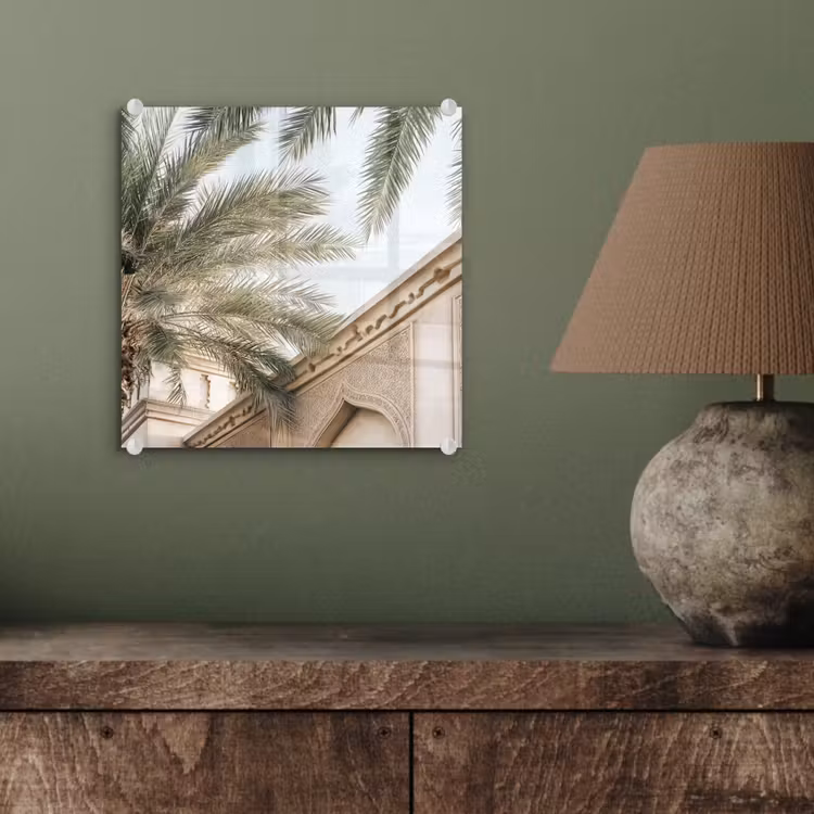 Gebouw - Palmbomen - Beige - Zon plexiglas 5mm klein -sfeer3