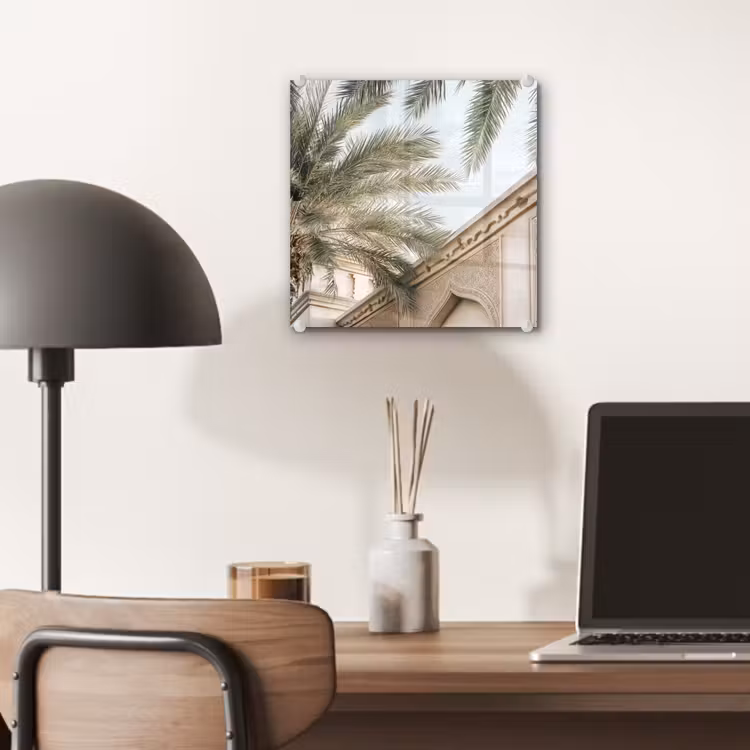 Gebouw - Palmbomen - Beige - Zon plexiglas 5mm klein -sfeer6