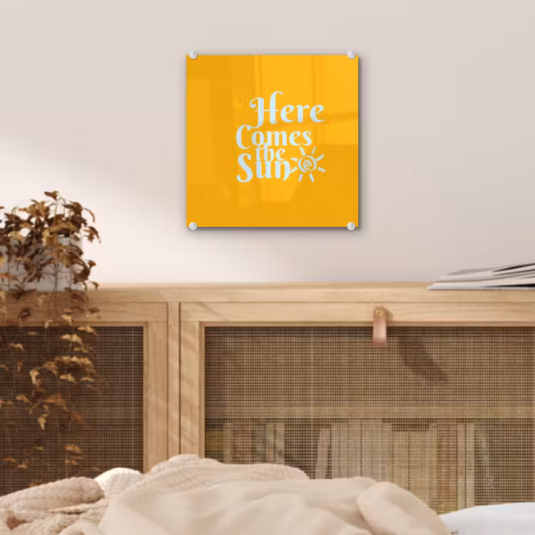 Geel - Blauw - Here comes the sun plexiglas 5mm klein -sfeer4