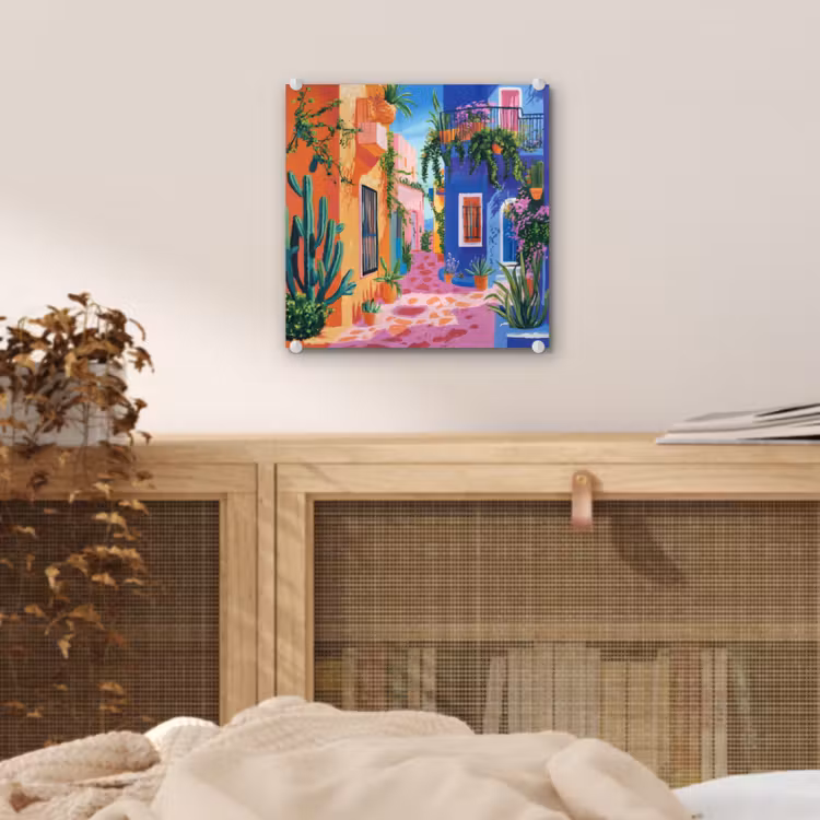 Geel - Blauw - Oranje - Huis plexiglas 5mm klein -sfeer4