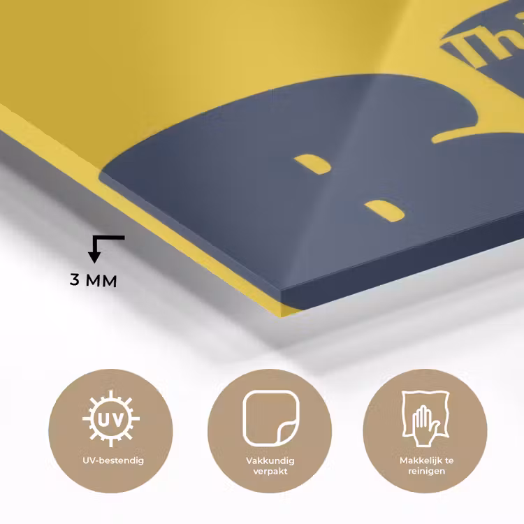 Geel - Think big - Grafisch plexiglas 5mm klein -sfeer2