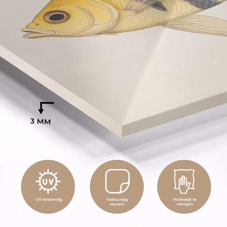 Geel - Vis - Strepen - Tropisch plexiglas 5mm klein -sfeer2