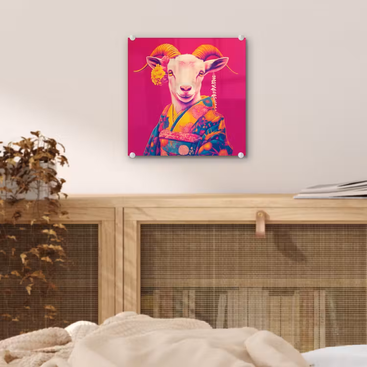 Geit - Hoorns - Kimono - Kleurrijk plexiglas 5mm klein -sfeer4