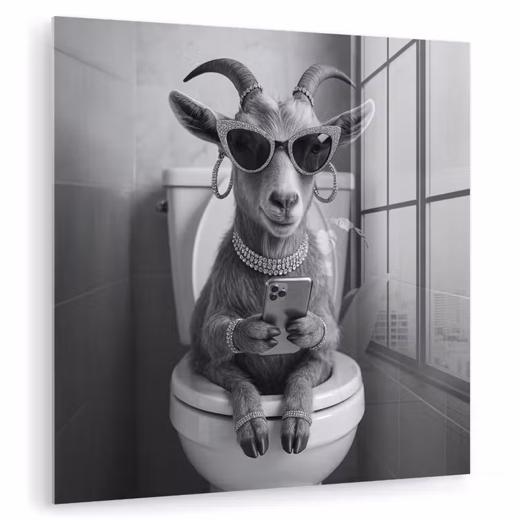 Geit - Telefoon - Toilet - Zwart - Wit plexiglas 5mm klein -zzzproduct_nieuw