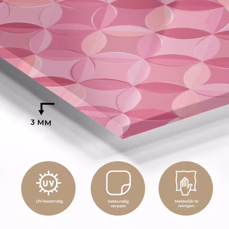 Geometrisch - Mozaïek - Modern - Roze plexiglas 5mm klein 11 -sfeer2