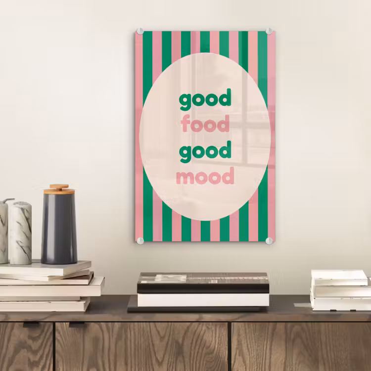 Gestreept - Quote - Ovaal - Roze plexiglas 5mm klein -sfeer1