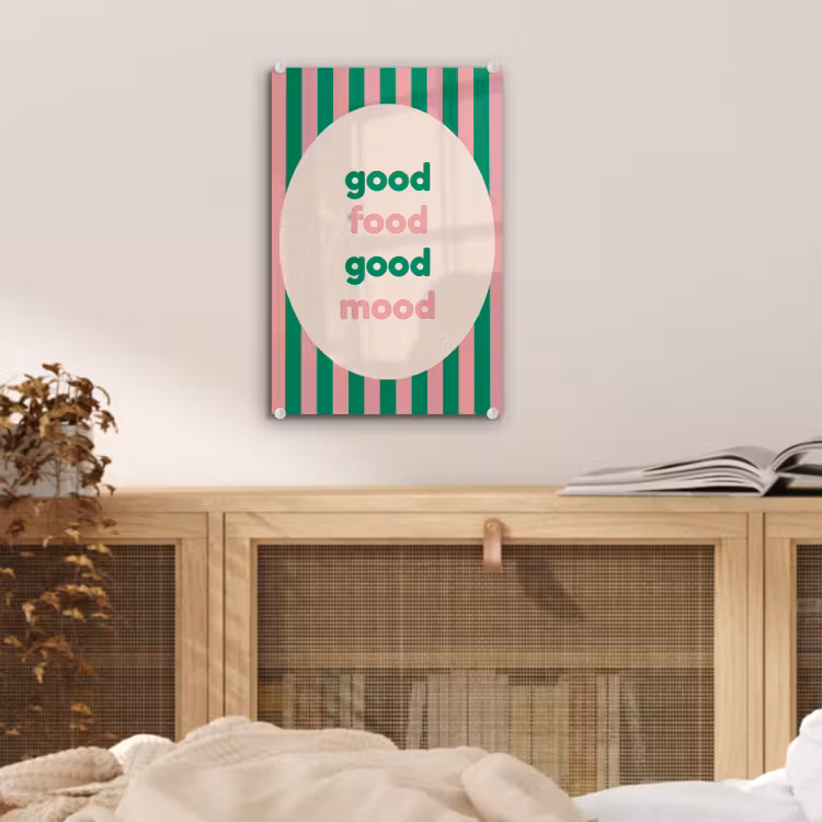 Gestreept - Quote - Ovaal - Roze plexiglas 5mm klein -sfeer4