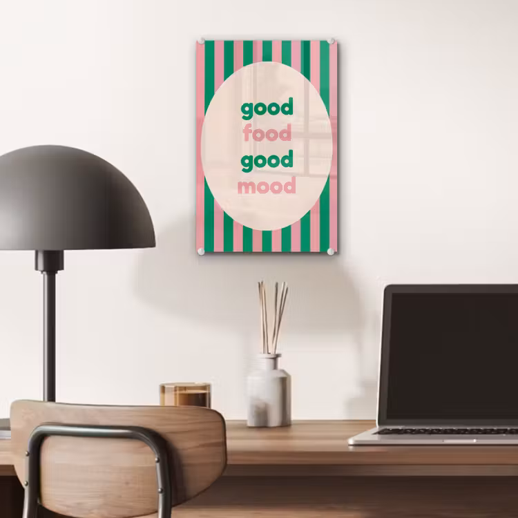 Gestreept - Quote - Ovaal - Roze plexiglas 5mm klein -sfeer6