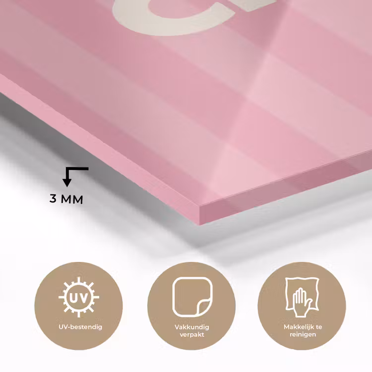 Gestreept - Roze - Chéri plexiglas 5mm klein -sfeer2