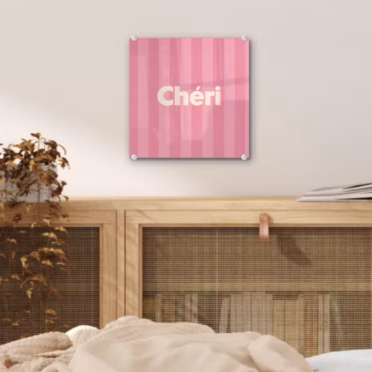 Gestreept - Roze - Chéri plexiglas 5mm klein -sfeer4