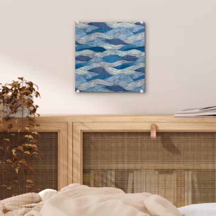 Getekend - Blauw - Wit - Golvend - Streepjes plexiglas 5mm klein 11 -sfeer4