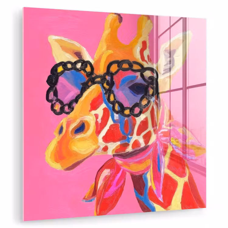 Giraf - Roze - Bril - Sjaal plexiglas 5mm klein -zzzproduct_nieuw