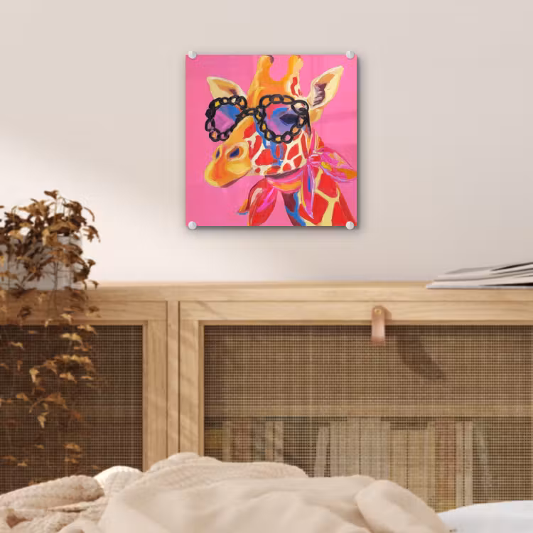 Giraf - Roze - Bril - Sjaal plexiglas 5mm klein -sfeer4