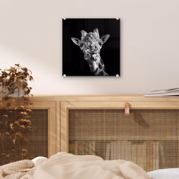 Giraffe - Dier - Zwart - Wit plexiglas 5mm klein -sfeer4