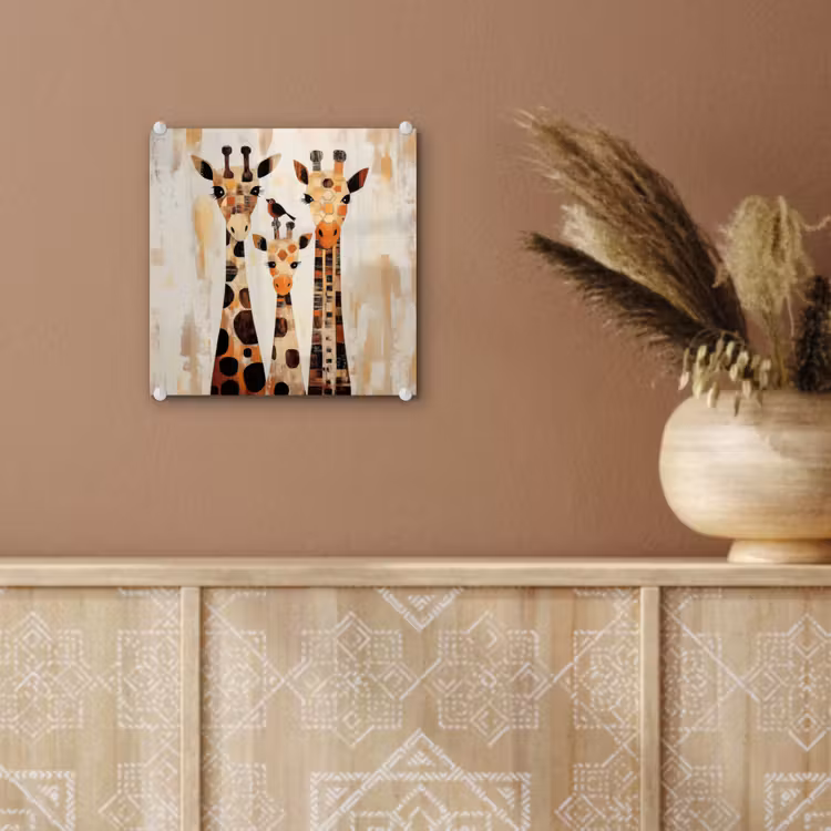 Giraffen - Cartoon - Crème plexiglas 5mm klein -sfeer5