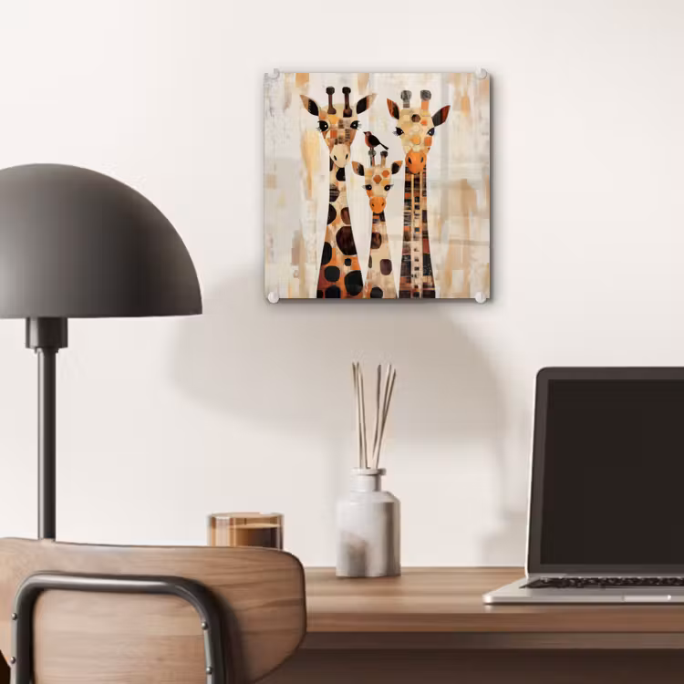 Giraffen - Cartoon - Crème plexiglas 5mm klein -sfeer6