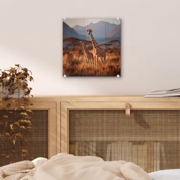 Giraffen - Hoog gras - Acaciabomen plexiglas 5mm klein -sfeer4
