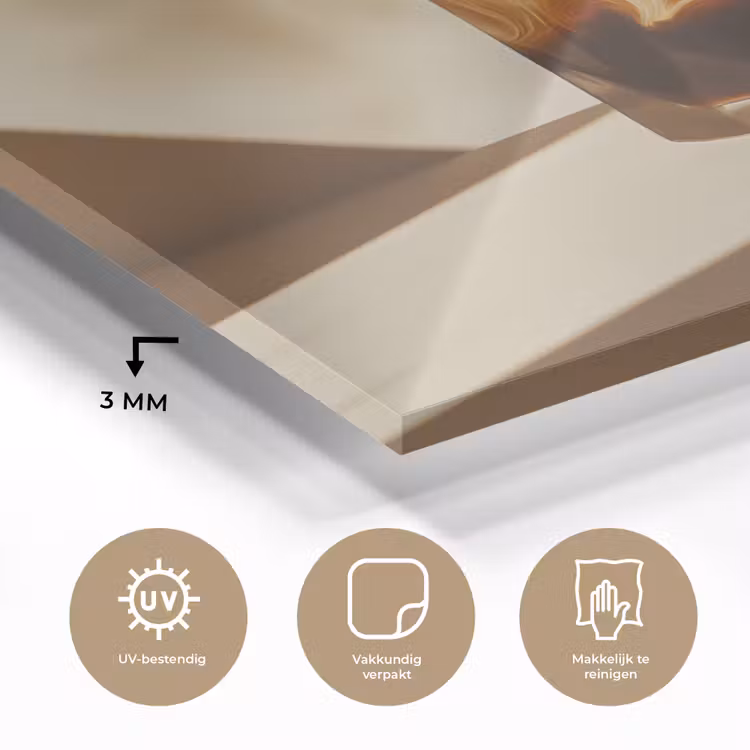 Glas - Ijskoffie - Schaduw - Bruin plexiglas 5mm klein -sfeer2