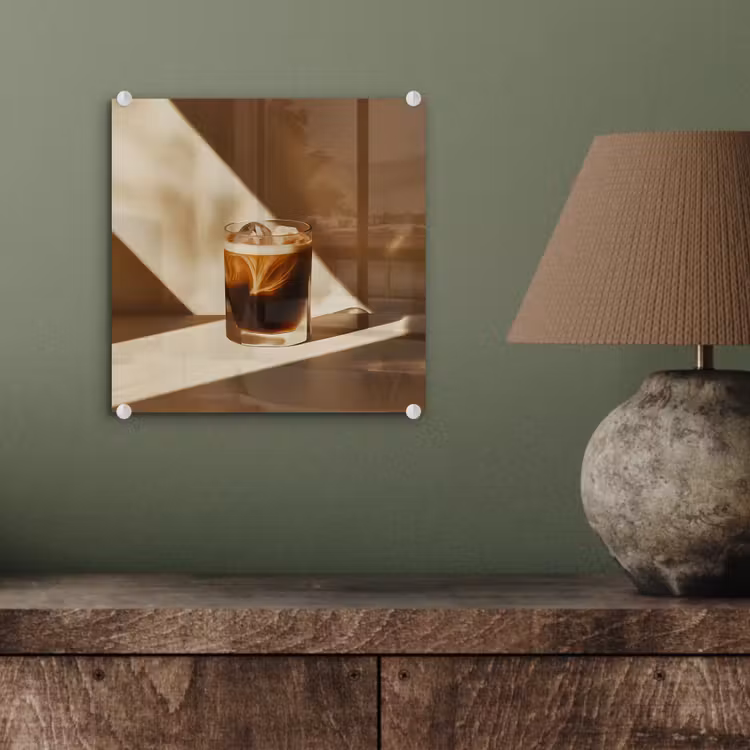 Glas - Ijskoffie - Schaduw - Bruin plexiglas 5mm klein -sfeer3