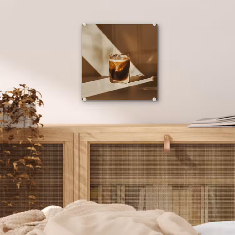 Glas - Ijskoffie - Schaduw - Bruin plexiglas 5mm klein -sfeer4