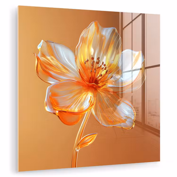 Glazen - Bloem - Oranje plexiglas 5mm klein -zzzproduct_nieuw