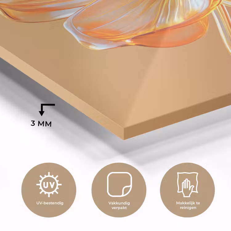 Glazen - Bloem - Oranje plexiglas 5mm klein -sfeer2