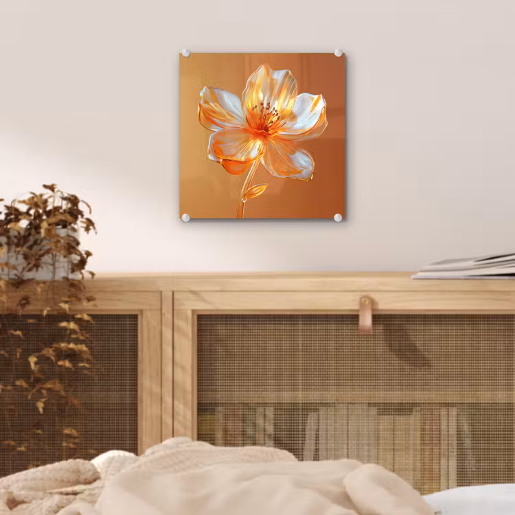 Glazen - Bloem - Oranje plexiglas 5mm klein -sfeer4