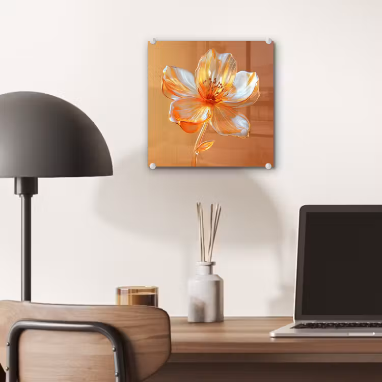 Glazen - Bloem - Oranje plexiglas 5mm klein -sfeer6