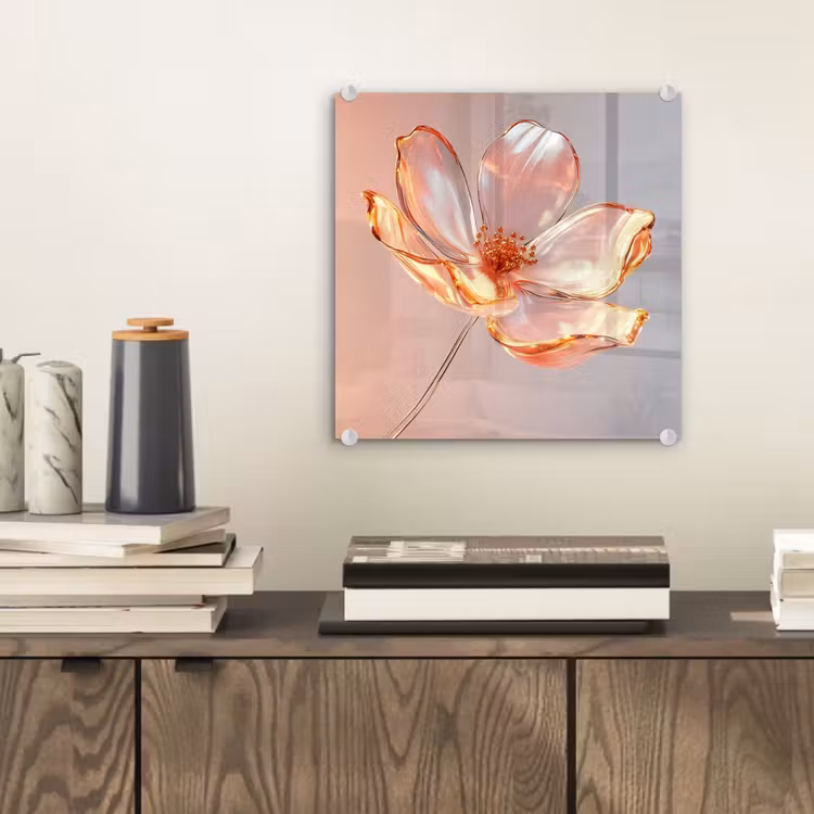Glazen - Bloem - Roze plexiglas 5mm klein -sfeer1
